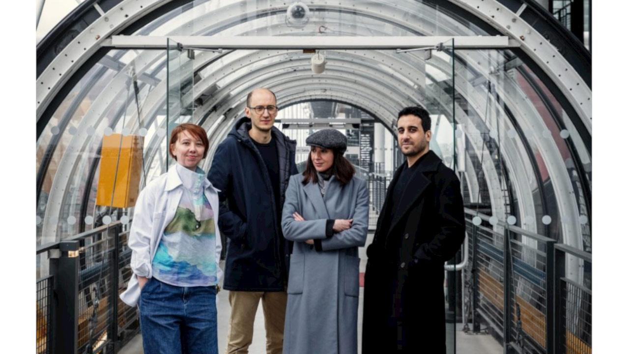 Les nominés du Prix Marcel Duchamp 2023 : Bertille Bak, Bouchra Khalili, Tarik Kiswanson et Massinissa Selmani © Julie Ansiau