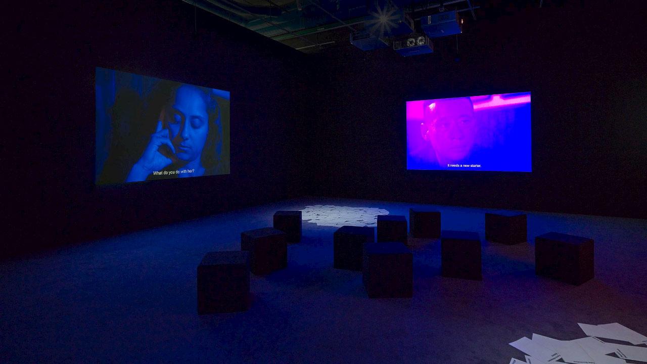 Lili Reynaud Dewar, Video installation © Courtesy de l’artiste, de la galerie CLEARING, New-York/Bruxelles ; et de la galerie Emmanuel Layr, Vienne/Rome 