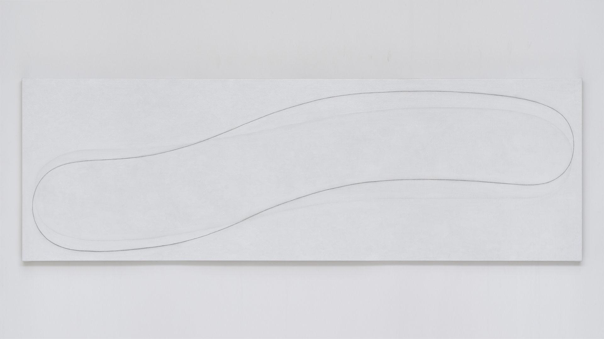 “Sillage“, huile et crayon sur toile, 53 x 162cm, 2025 © Woojung Hog